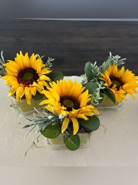 Pyrex Custom Sunflower Floral Arrangement Trio